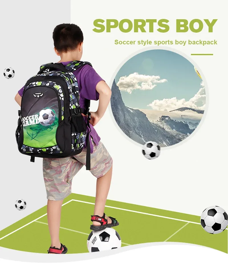 cartable de football léger pour adolescents, sac à dos anime coupé, sac de voyage, sacs d'école pour garçons, cartable ball kids