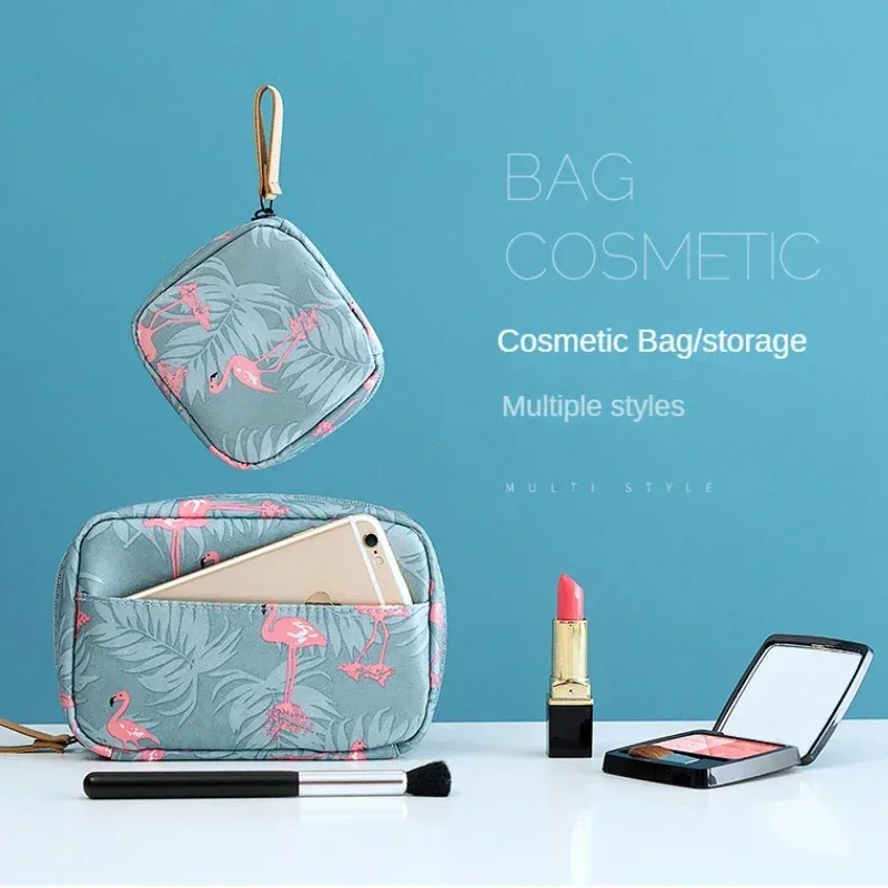 1pc mini sac cosmétique flamant couleur unie voyage trousse de toilette cactus beauté maquillage sac organisateur pour femmes pochette de maquillage