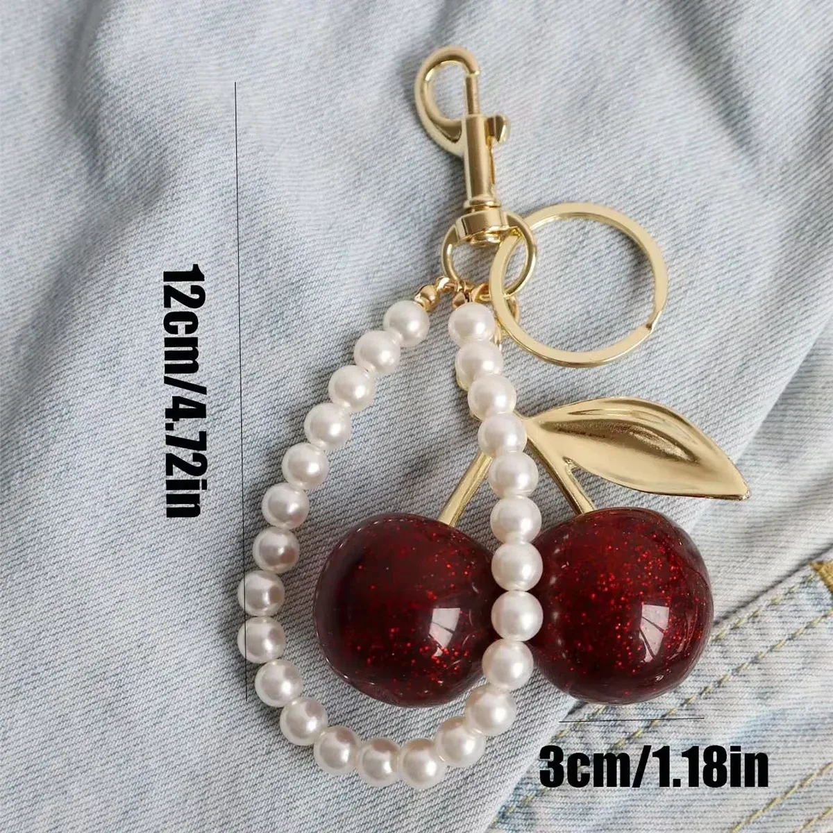 1 pièce porte-clés pendentif cerise rouge de qualité supérieure, délicieux et charmant, bijou pour femme, accessoires pour sac à main et sac à dos, cadeaux