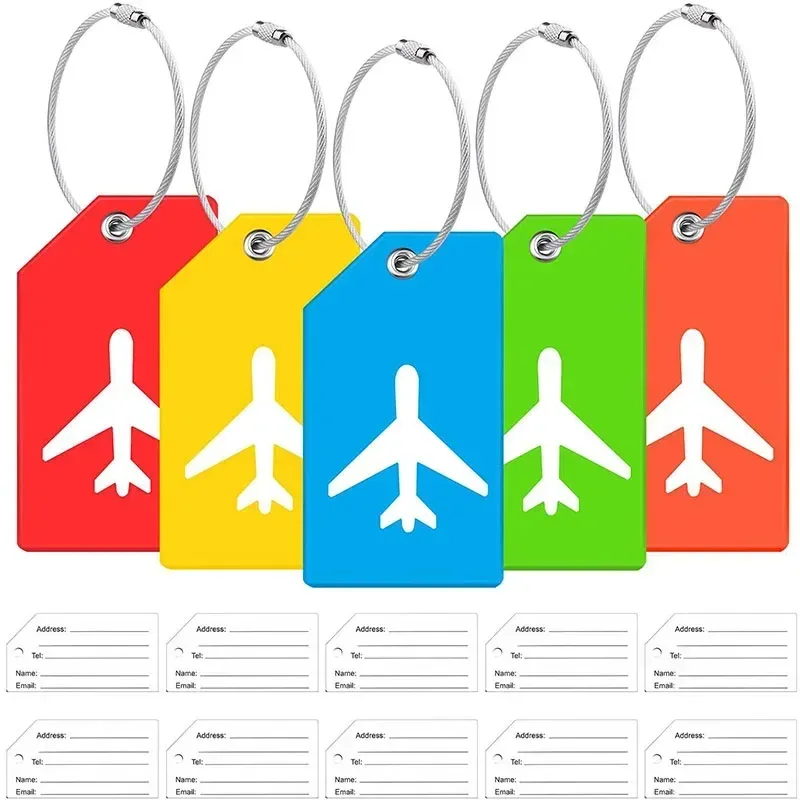 étiquettes de bagage en silicone, accessoires de voyage, mode rouge couleur unie, étiquettes nominatives pour bagages d'embarquement, porte-étiquette d'adresse de valise, 1 pièce