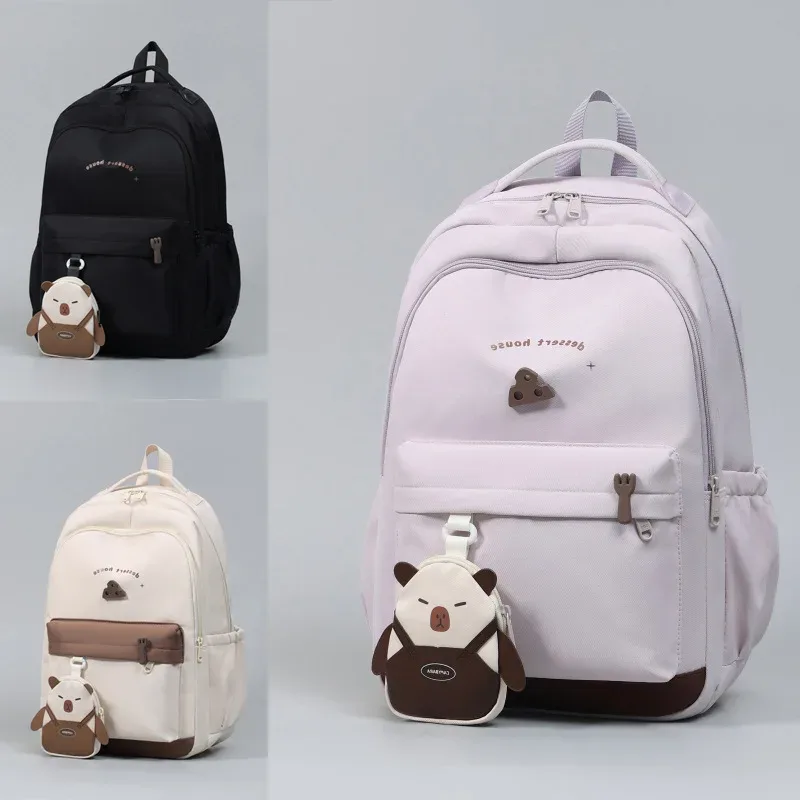 Sacs à dos coréens pour adolescentes, look tendance, couleur unie, sacs de voyage grande capacité, sacs d'école