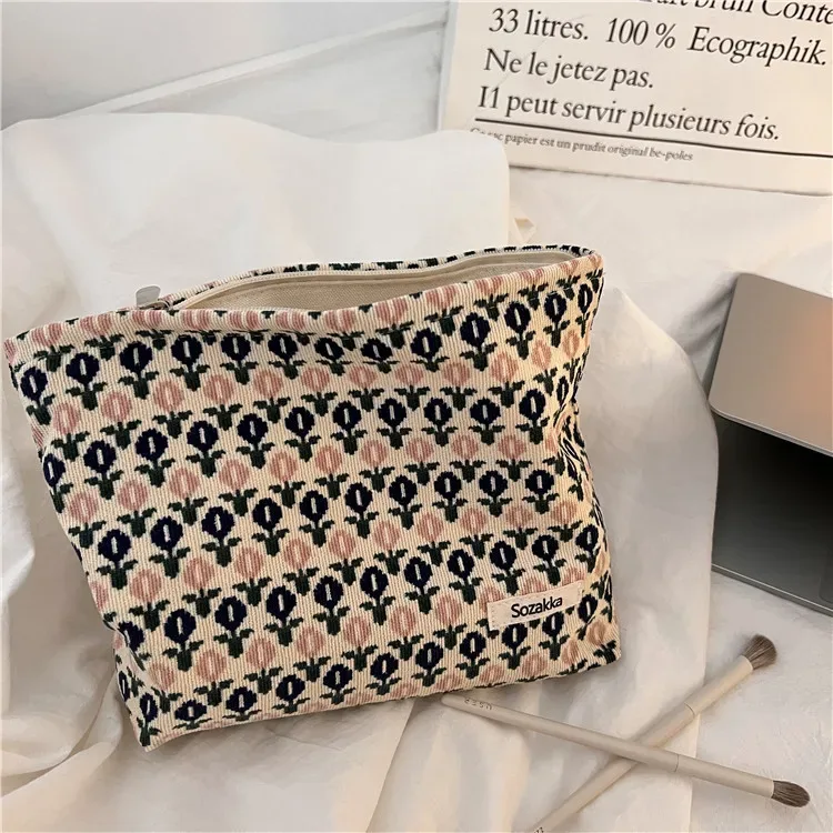 trousse de maquillage pour femmes et filles, sacs cosmétiques floraux, beauté féminine, organisateurs de maquillage, rangement de rouge à lèvres, étui à crayons étudiant, cadeau