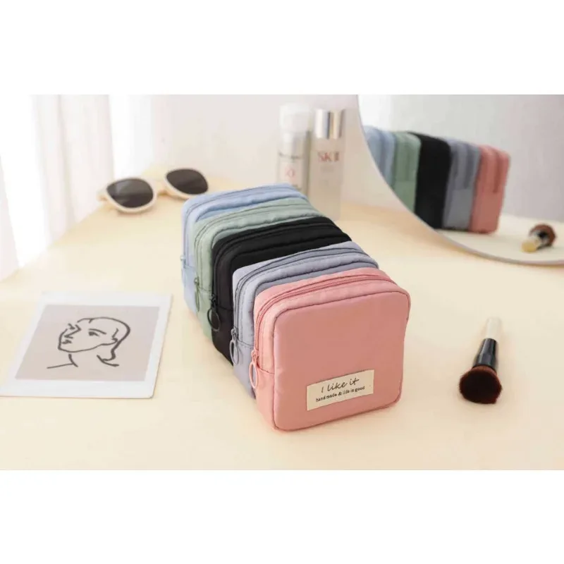 sac de rangement imperméable de couleur morandi pour les voyages, portable pour rouge à lèvres, cosmétiques, serviettes hygiéniques, petit sac portable