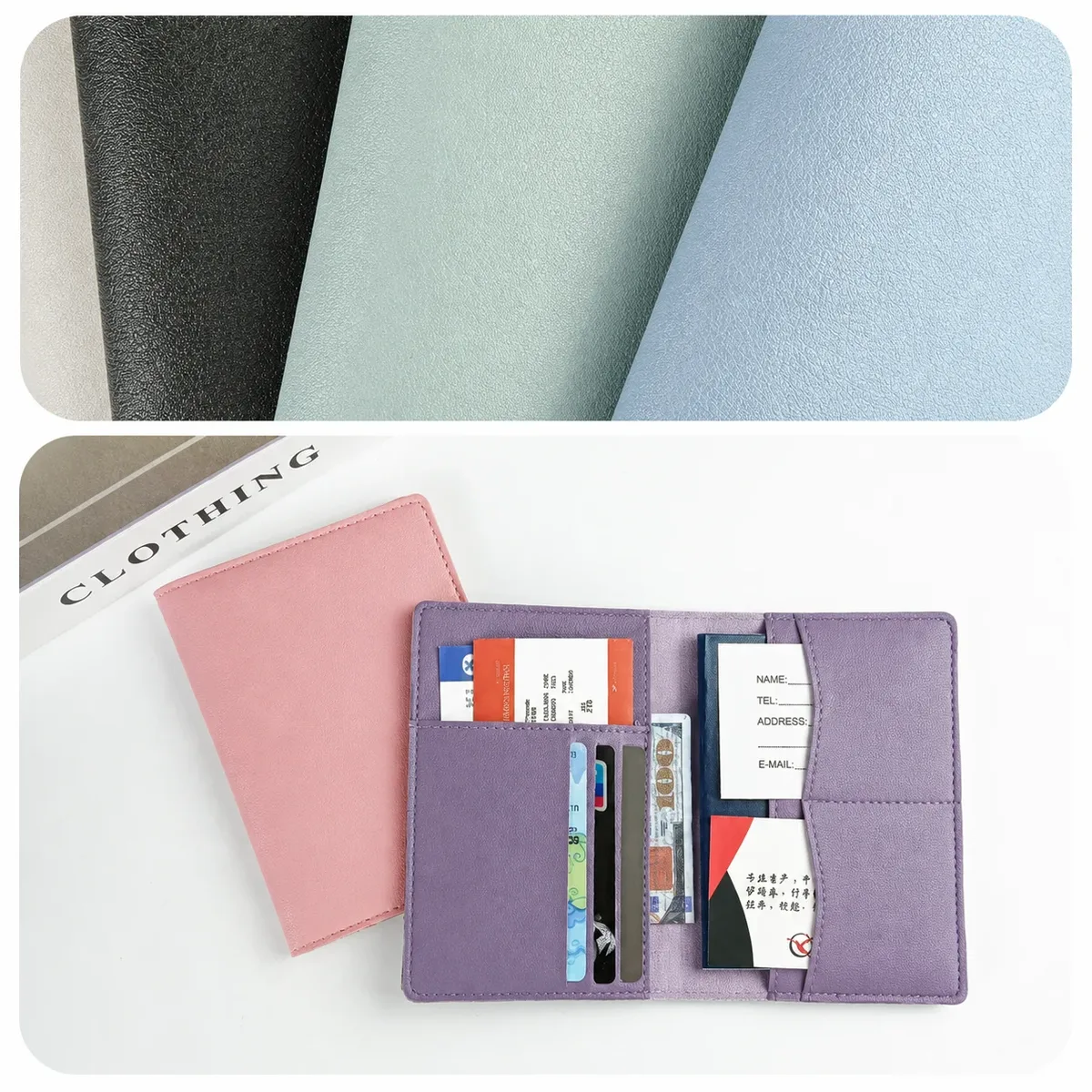 porte-passeport en cuir pu résistant aux taches, couverture de passeport multifonctionnelle, compacte pour les voyages d'affaires quotidiens.