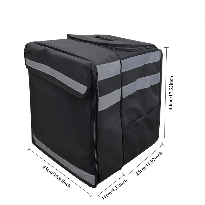 sac à dos isotherme extensible pour livraison de pizzas, grand format, avec bandes réfléchissantes, compartiments, maintien de la température, utilisation en extérieur