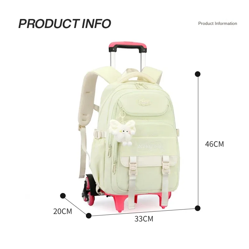 sac à dos scolaire pour enfants avec roulettes, sac à dos à roulettes pour filles, sac à dos d'étudiant, 2/6 roues, sac à dos scolaire à roulettes, sac à livres pour enfants