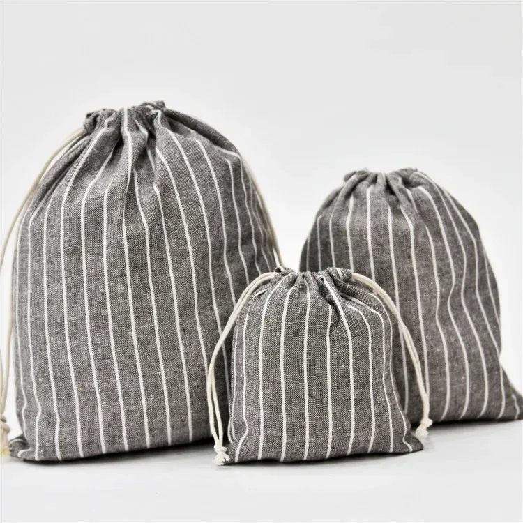 sac de rangement de poche pour paquet, sac de rangement en tissu de coton avec cordon de serrage, sacs de rangement en tissu pour serviettes cosmétiques, trousse de toilette