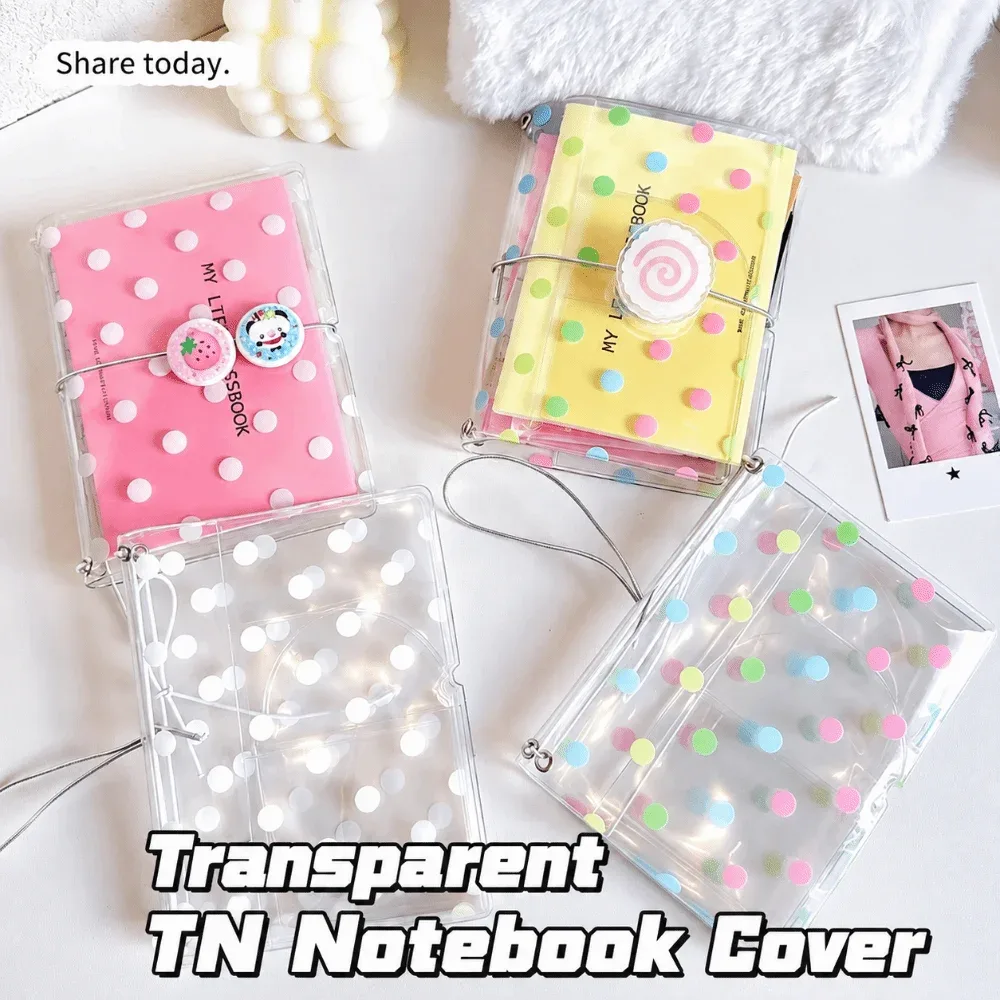 Porte-passeport durable à pois avec bande élastique, couverture transparente pour carnet TN, étui de passeport portable transparent pour voyage