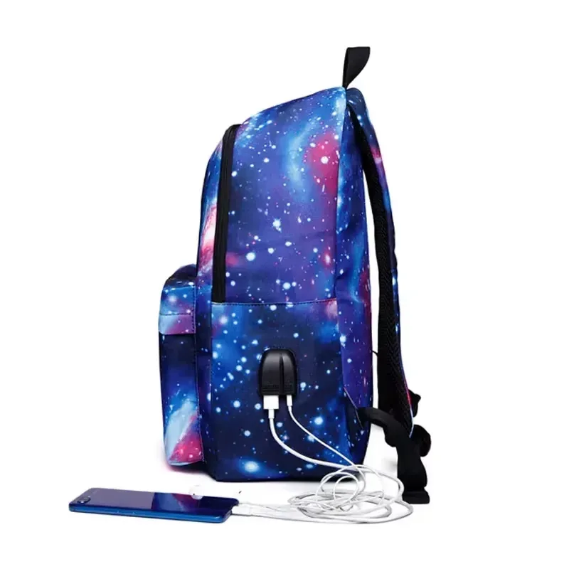 sac à dos d'école en toile pour filles, motif galaxy star universe, avec chargeur usb, sac de voyage pour adolescents, mochila feminina, pour la rentrée scolaire