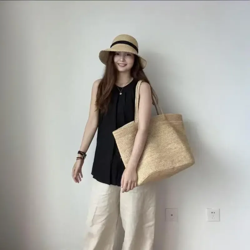 grand sac fourre-tout en rotin tressé à la main 2026 pour femme, sac à main en paille naturelle, sacs à bandoulière de luxe, sac à main d'été