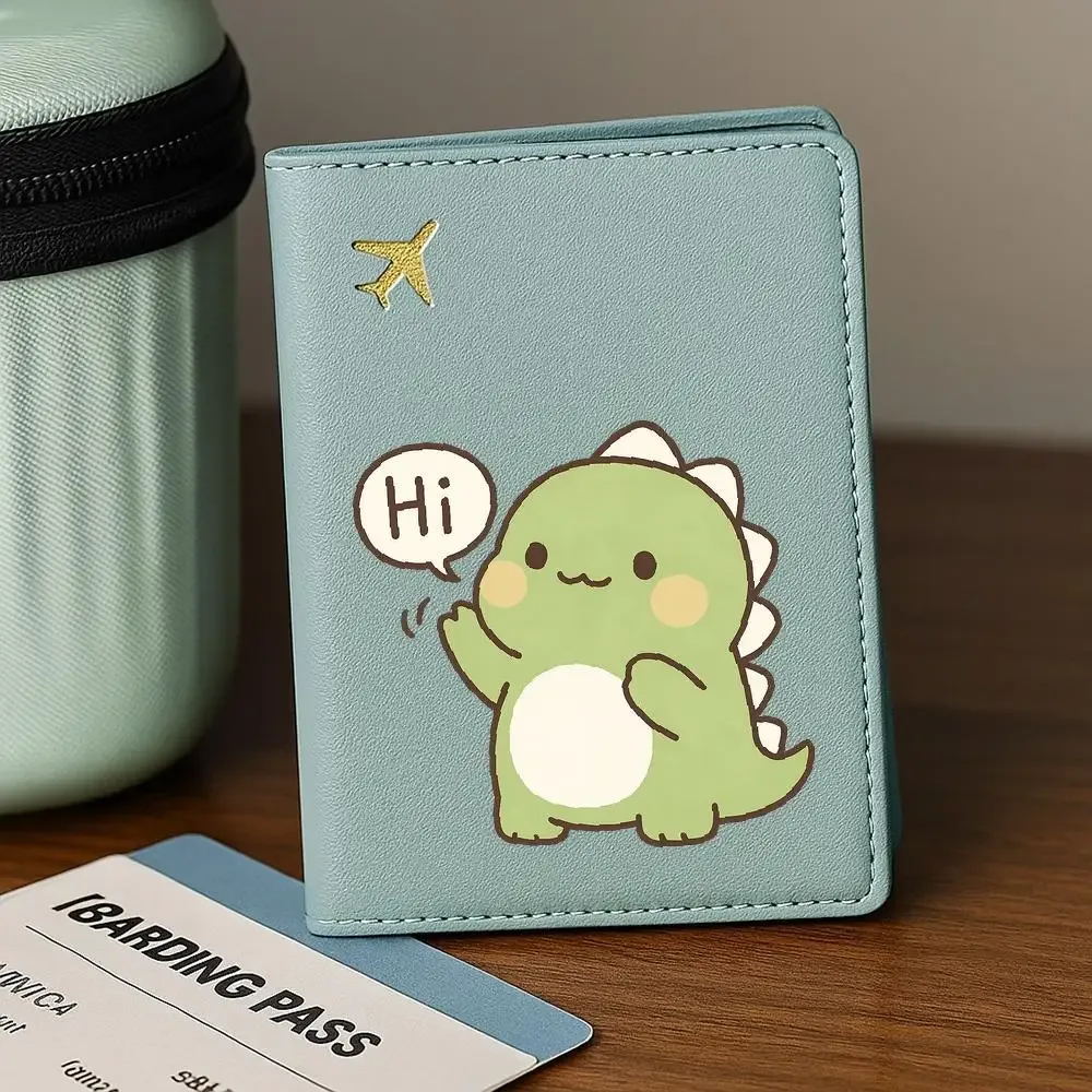 porte-passeport imprimé dinosaure mignon, portefeuille de voyage élégant, joli cadeau d'anniversaire pour femmes