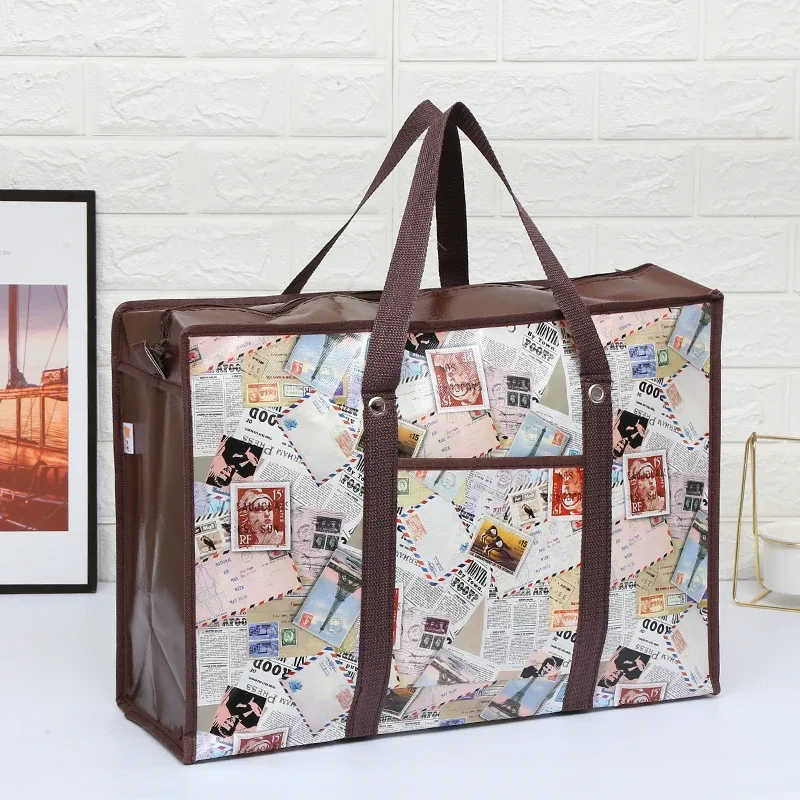 sac de rangement surdimensionné pour maison mobile, grand sac de rangement tissé pour vêtements de couette de voyage, film étanche, sac d'expédition de grande capacité