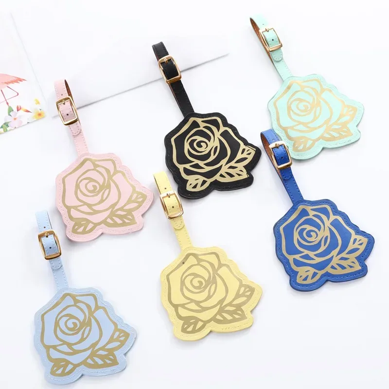 étiquette de bagage créative papillon et fleur pour femmes et hommes, étiquette portable, porte-adresse d'identification de valise, pendentif de sac, accessoires de voyage