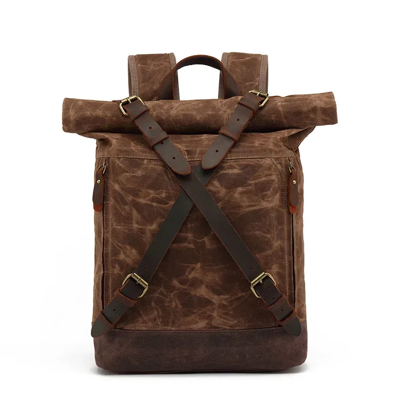 Sacs à dos vintage de luxe en toile pour hommes, sacs à dos en toile cirée, sacs de voyage, grands sacs à dos imperméables, sacs à dos rétro