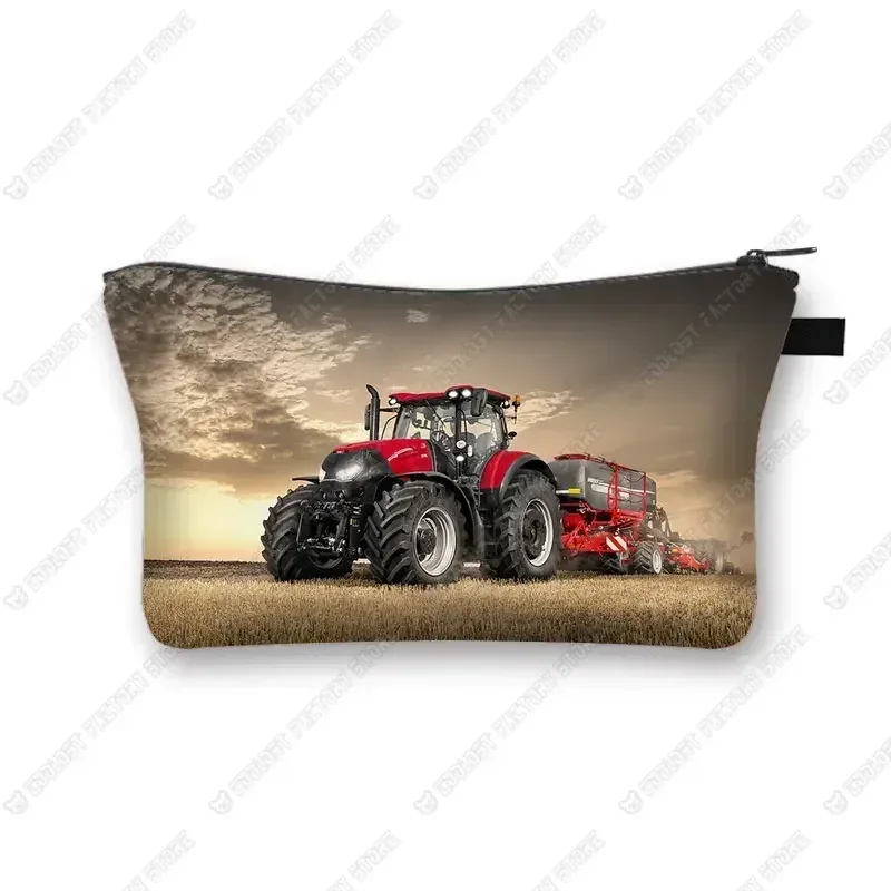 trousse de maquillage de ferme pour femme, jeu avec le tracteur, boîte de maquillage, stockage de poudres, portefeuille pour femme, étui cosmétique, récolte