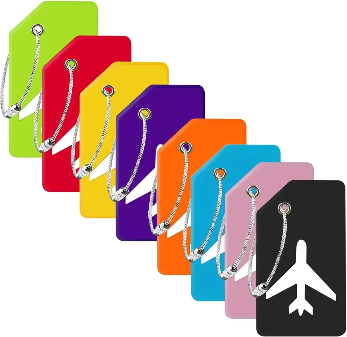 8 Étiquettes de Bagage en Silicone pour Hommes et Femmes, Accessoires de Voyage, Porte-Nom et Adresse pour Valise, Étiquettes Unisexe pour Avion