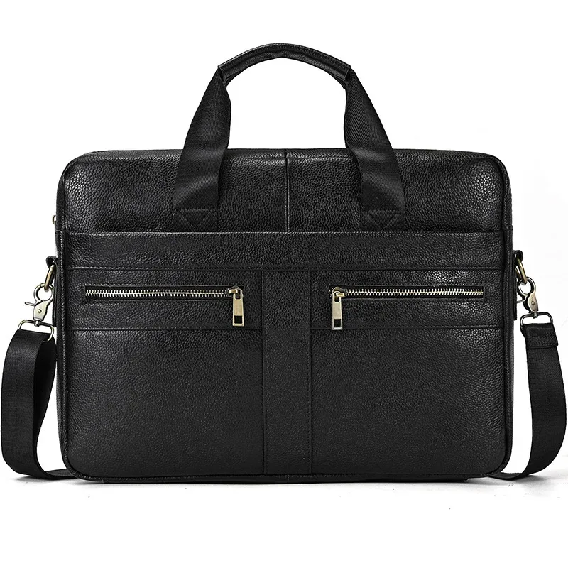 porte-documents en cuir véritable pour ordinateur portable 15.6 pouces, sac à main en peau de vache pour hommes, sac à bandoulière en cuir
