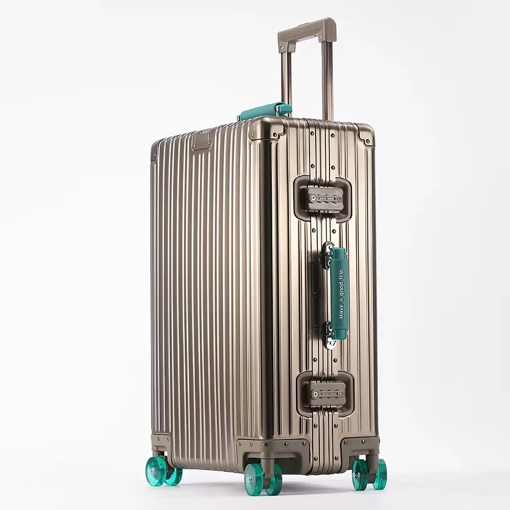 Valise de voyage tout en aluminium et magnésium, bagages roulants, boîtier de chariot en alliage avec roue silencieuse Spinner, serrure TSA, cabines à main