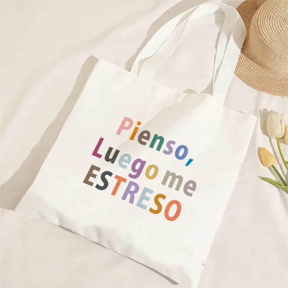 femmes espagnoles sac à bandoulière graphique harajuku shopper sacs grande capacité toile fourre-tout sac à main sans fermeture éclair eco décontracté fille sacs à main