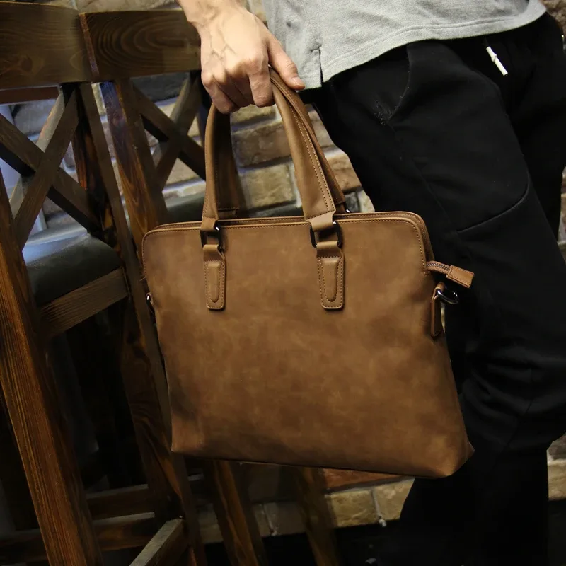 sacs pour hommes en cuir pu crazy horse, mallette d'affaires vintage, sacs de voyage pour hommes, sac fourre-tout pour ordinateur portable, sac pour homme
