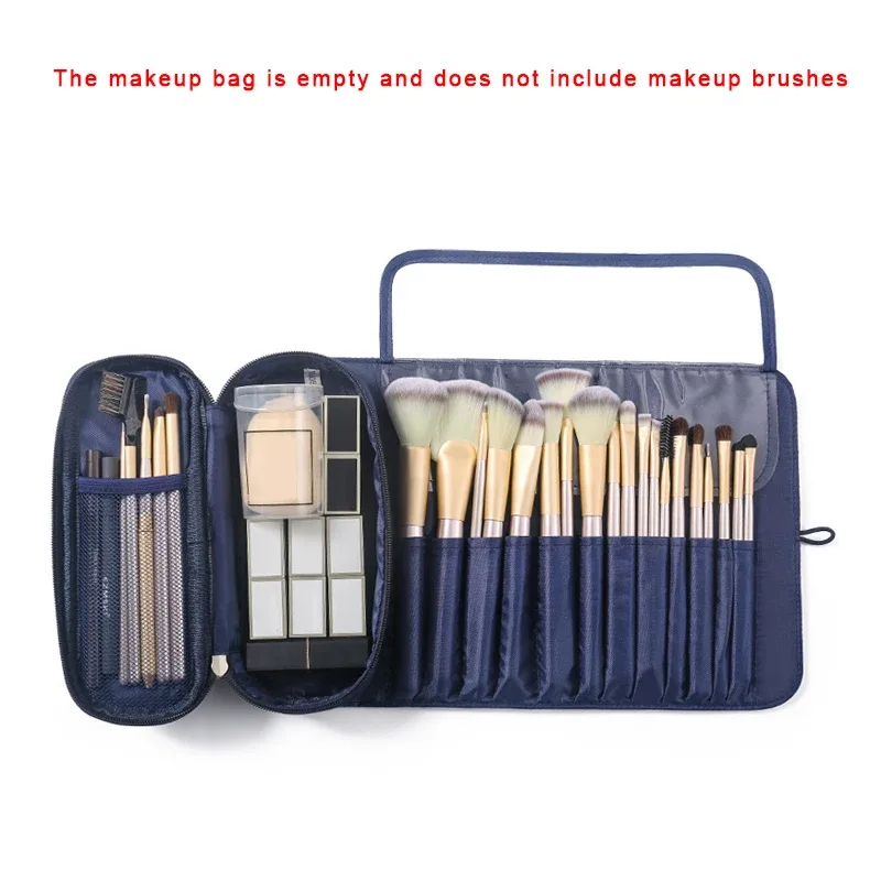 trousse de maquillage imperméable en nylon pour femme, sac à pinceaux cosmétiques, trousse de voyage, outils de pinceaux, sacs à roulettes
