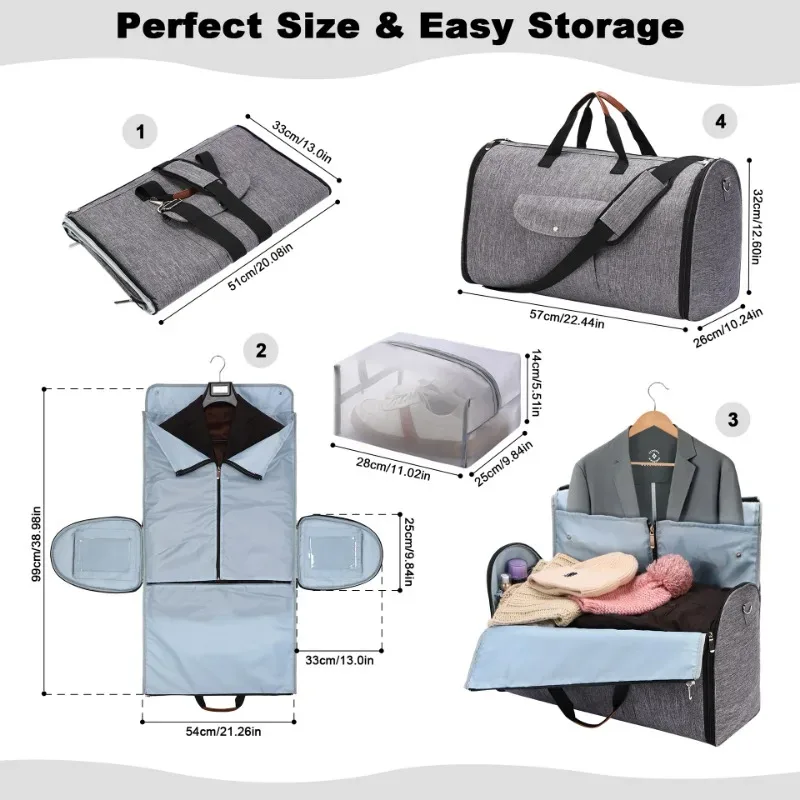 sac de rangement multifonctionnel convertible pour vêtements, costume, sac à chaussures, grande capacité, bagage à main, sac de voyage, sac de sport, 2025