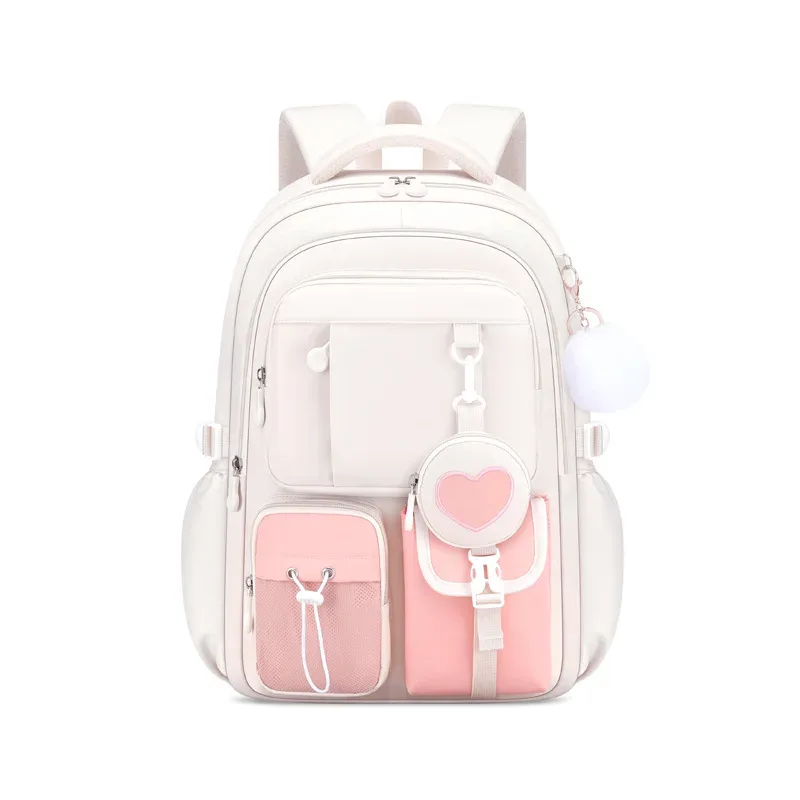 sac à dos scolaire pour filles, série love, léger, grande capacité, mignon et orthopédique, pour collégiennes.