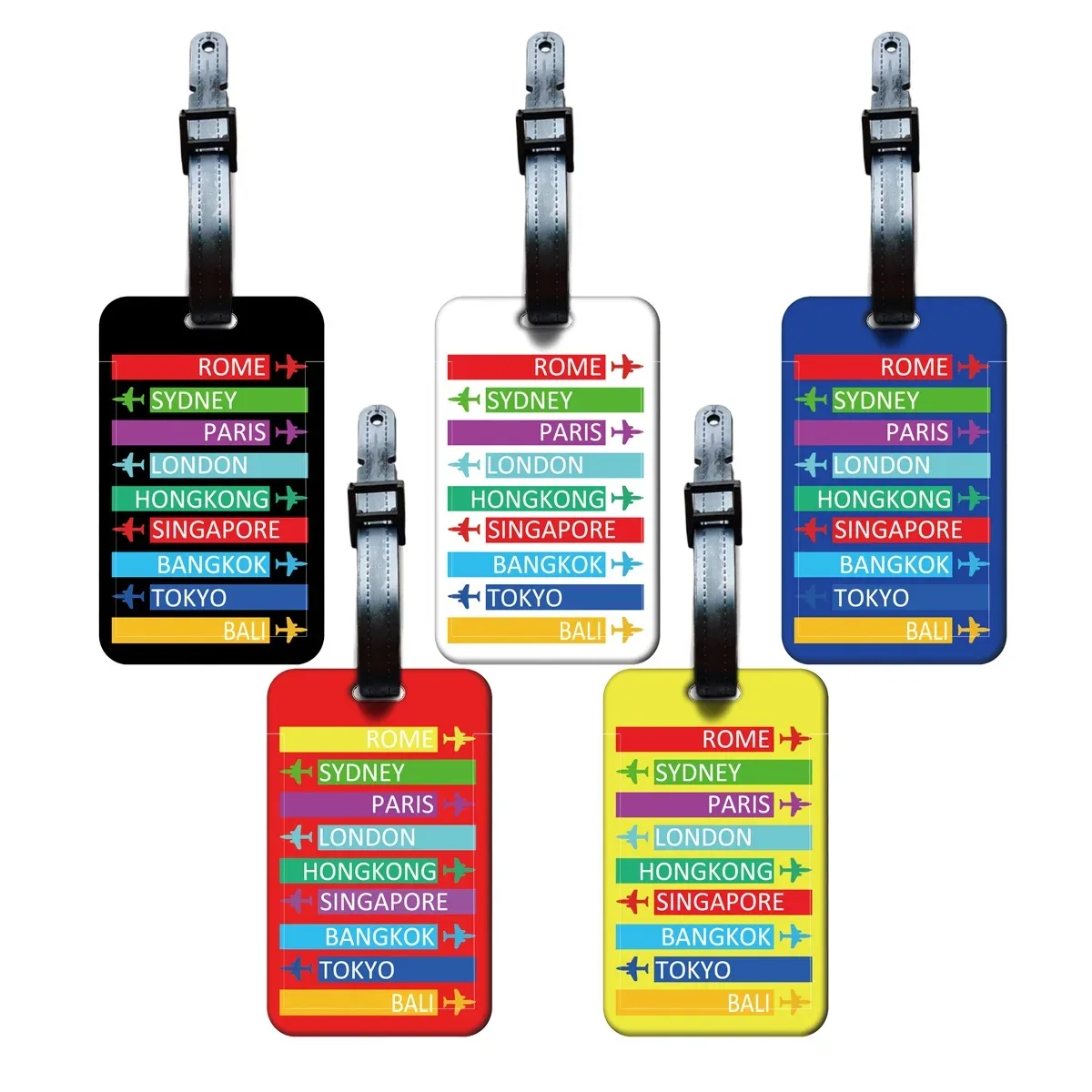 étiquette de bagage créative 5 couleurs, étiquette de bagage colorée pour voyage, étiquette amusante pour sac 