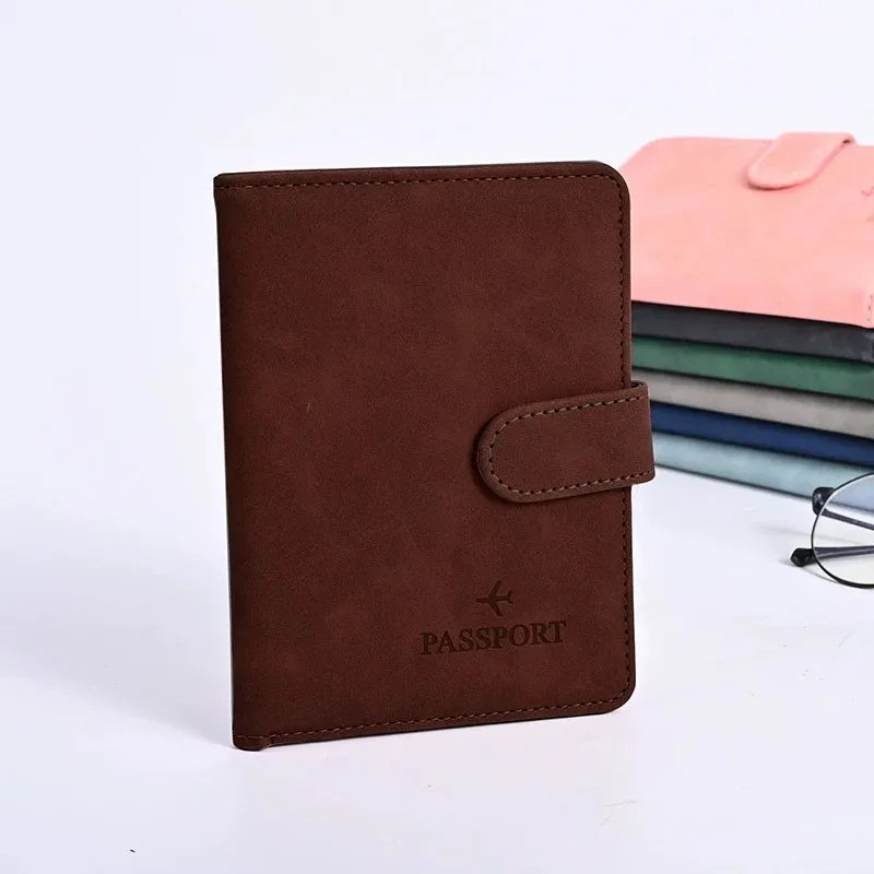 étui porte-passeport en cuir étanche avec porte-cartes de crédit, housse de voyage mignonne pour femme/homme avec boucle