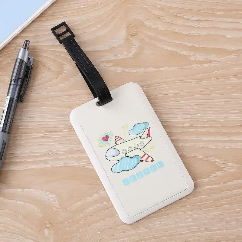 accessoires de voyage : étiquettes de bagage créatives en silicone, motif animal de dessin animé, porte-adresse d'identification pour valise, étiquette portable