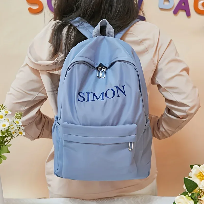 sac à dos scolaire diy personnalisé avec broderie, en tissu oxford, pour femmes, hommes, étudiants, sac de voyage, sac à dos de jour léger au design simple