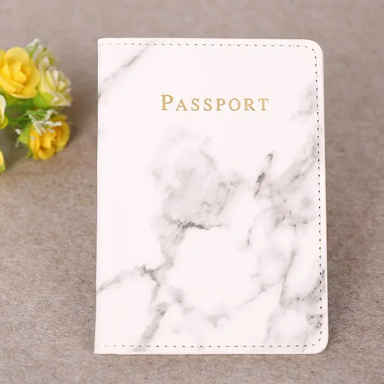 couverture de passeport en cuir pu pour femmes et hommes, style marbre, carte d'identité de voyage, porte-passeport, billet de protection, pochette portefeuille