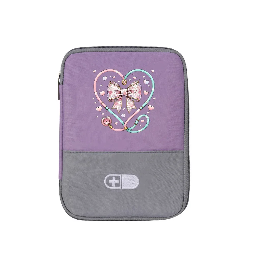 sac de rangement pour médicaments de grande capacité, design stéthoscope et nœud papillon, organisateur portable pour la maison, usage quotidien, 1 pièce