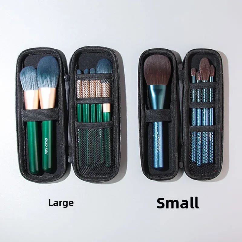 étui pour pinceaux de maquillage pour femmes, petit sac à cosmétiques noir pur, organisateur de stylos à rouge à lèvres, boîte de rangement d'outils de beauté, pochette longue à fermeture éclair