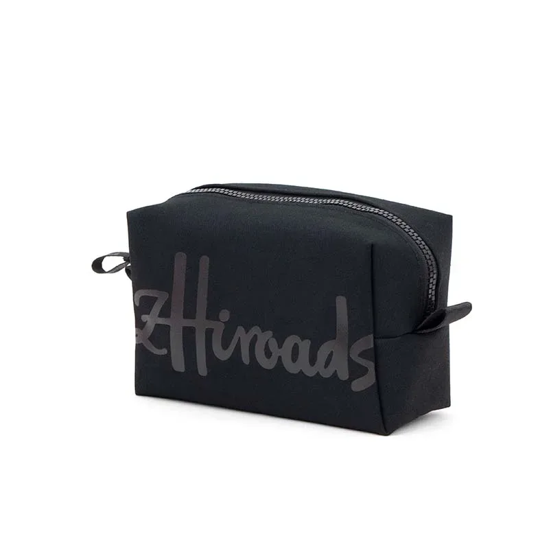 trousse de maquillage en coton avec fermeture éclair et pochette cosmétique de conception de mode de logo de marque pour les femmes 