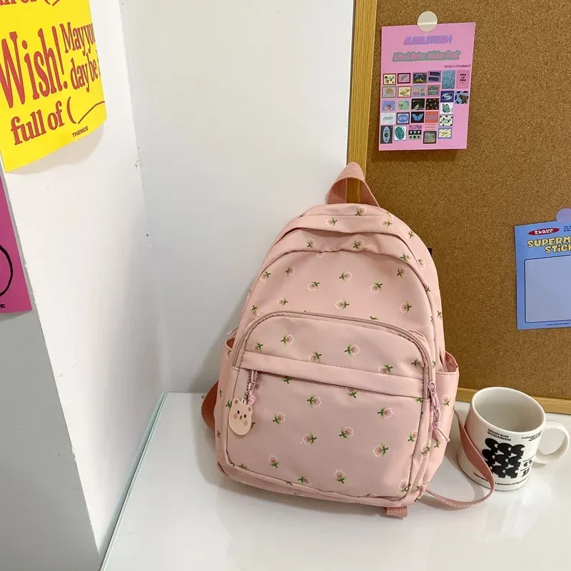 sac à dos floral brodé avec nom personnalisé, sac à dos décontracté pour filles, sac à dos pour dames, cadeau unique pour jeunes, sacs à main kawaii