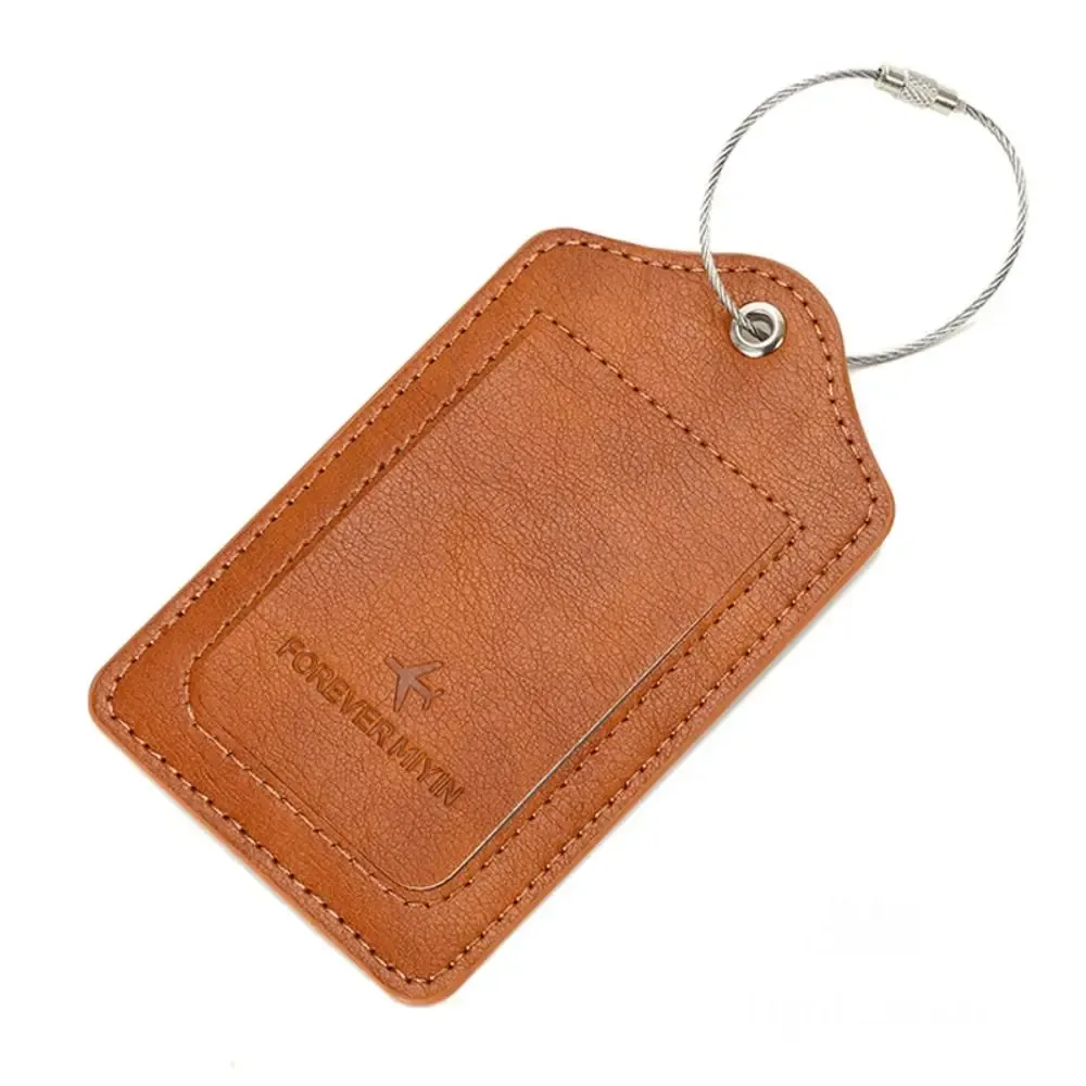 étiquettes de bagage en cuir avec boucle de câble métallique anti-perte, couverture de protection de la vie privée, étiquette de bagage polyvalente, passe d'embarquement étanche