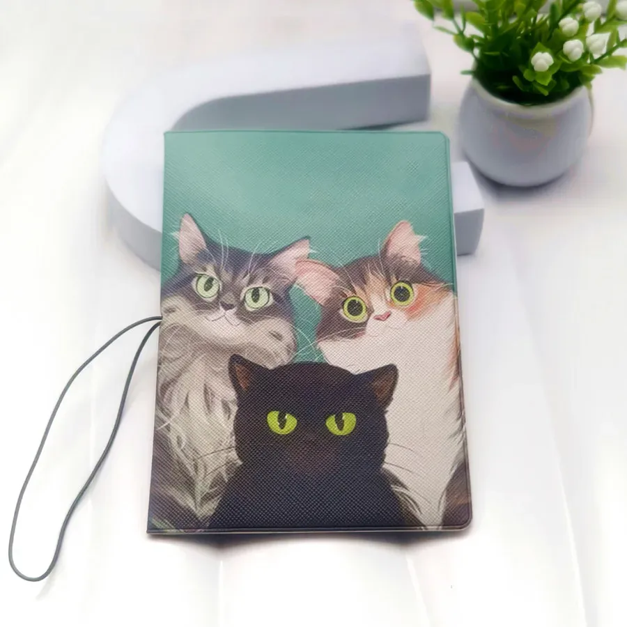 sac de passeport multifonctionnel chat mignon, clip de passeport de voyage imprimé, étui de protection pour documents en pu, housse, accessoires de voyage
