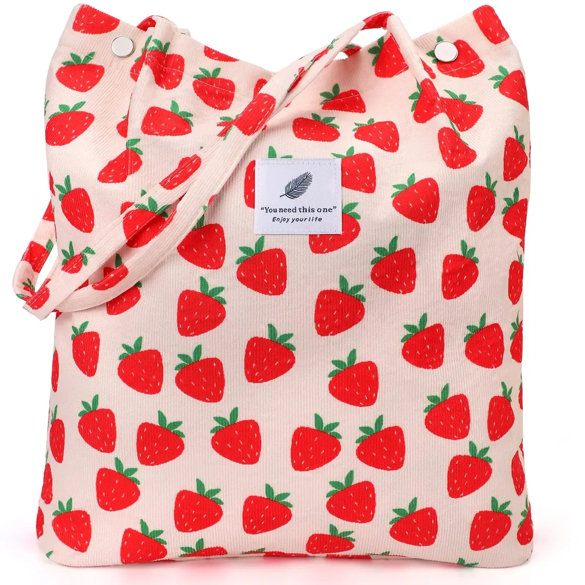 sac fourre-tout en velours côtelé, fourre-tout mignon pour femmes, sac à bandoulière avec poche intérieure pour le travail, la plage, les voyages et le shopping, l'épicerie