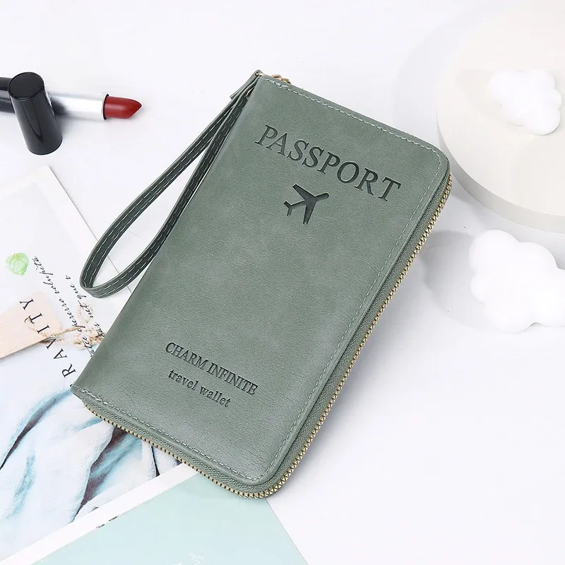 mode multi-fonction voyage rfid porte-passeport housse femmes hommes pu cuir doccument paquet billet sacs de protection