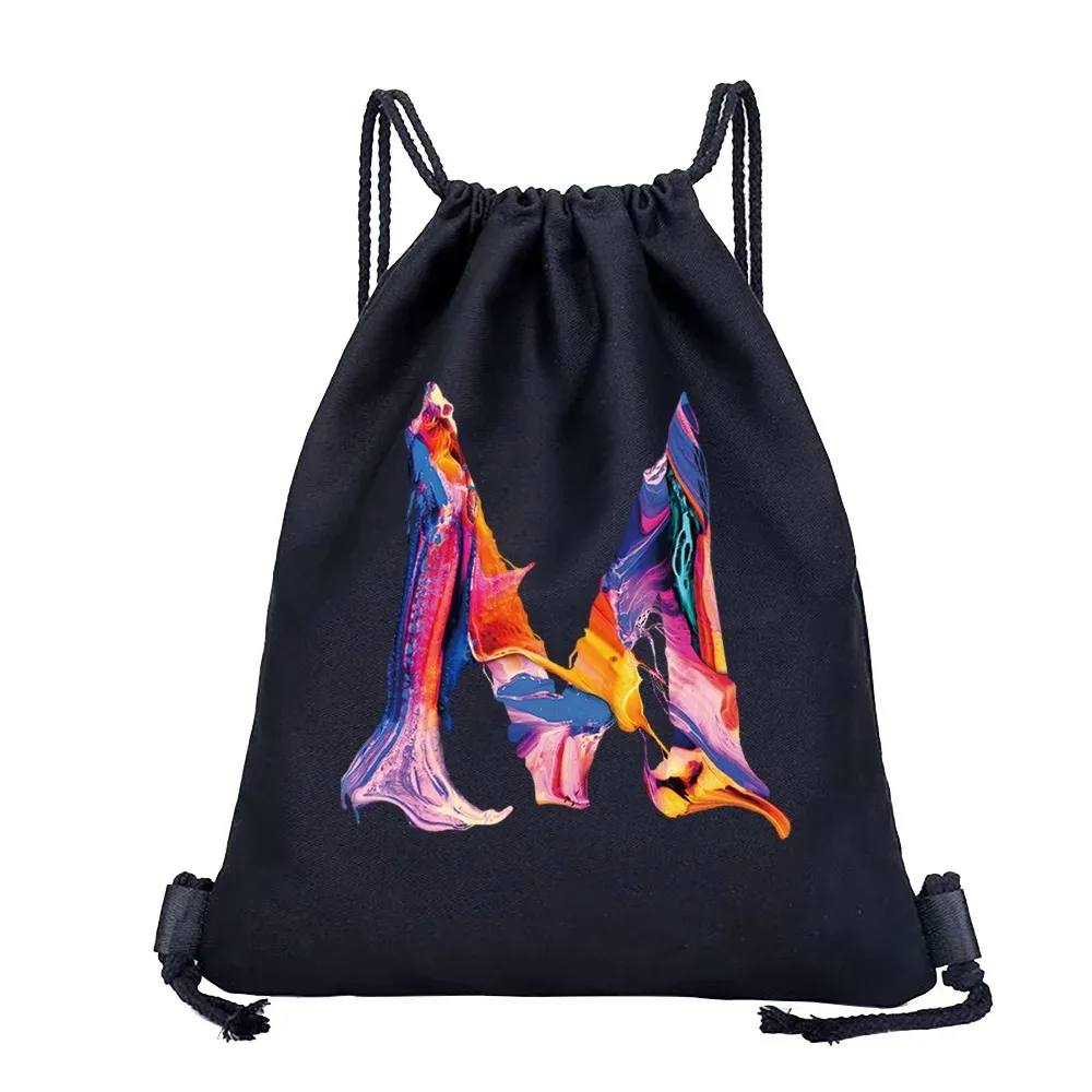 26 initiales impression sac à cordon sac à dos hommes et femmes plage sport voyage sac à dos enfant cadeau fournitures sac portable divers sac