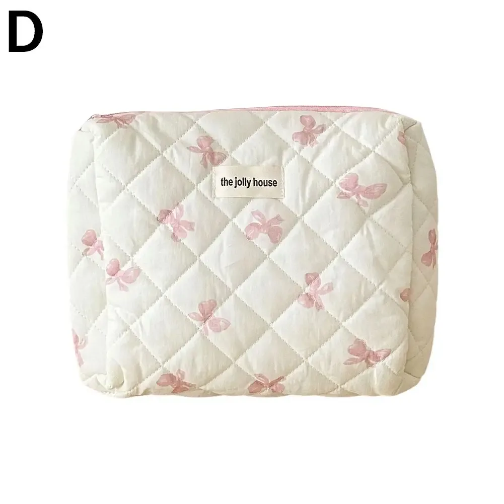 sac de maquillage imprimé nœud coréen pour femmes, trousse à cosmétiques portable de grande capacité pour voyage, sac de rangement pour articles de toilette et cosmétiques