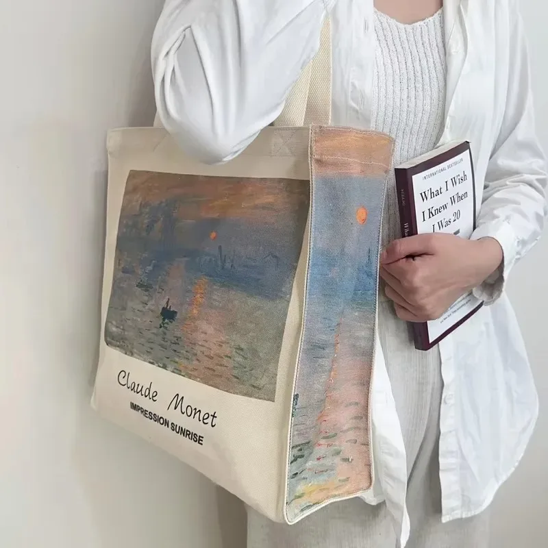 Sac à bandoulière en toile Extra épaisse pour femmes, Van Gogh Morris, Vintage, peinture à l'huile, fermeture éclair, livres, grand fourre-tout pour le Shopping