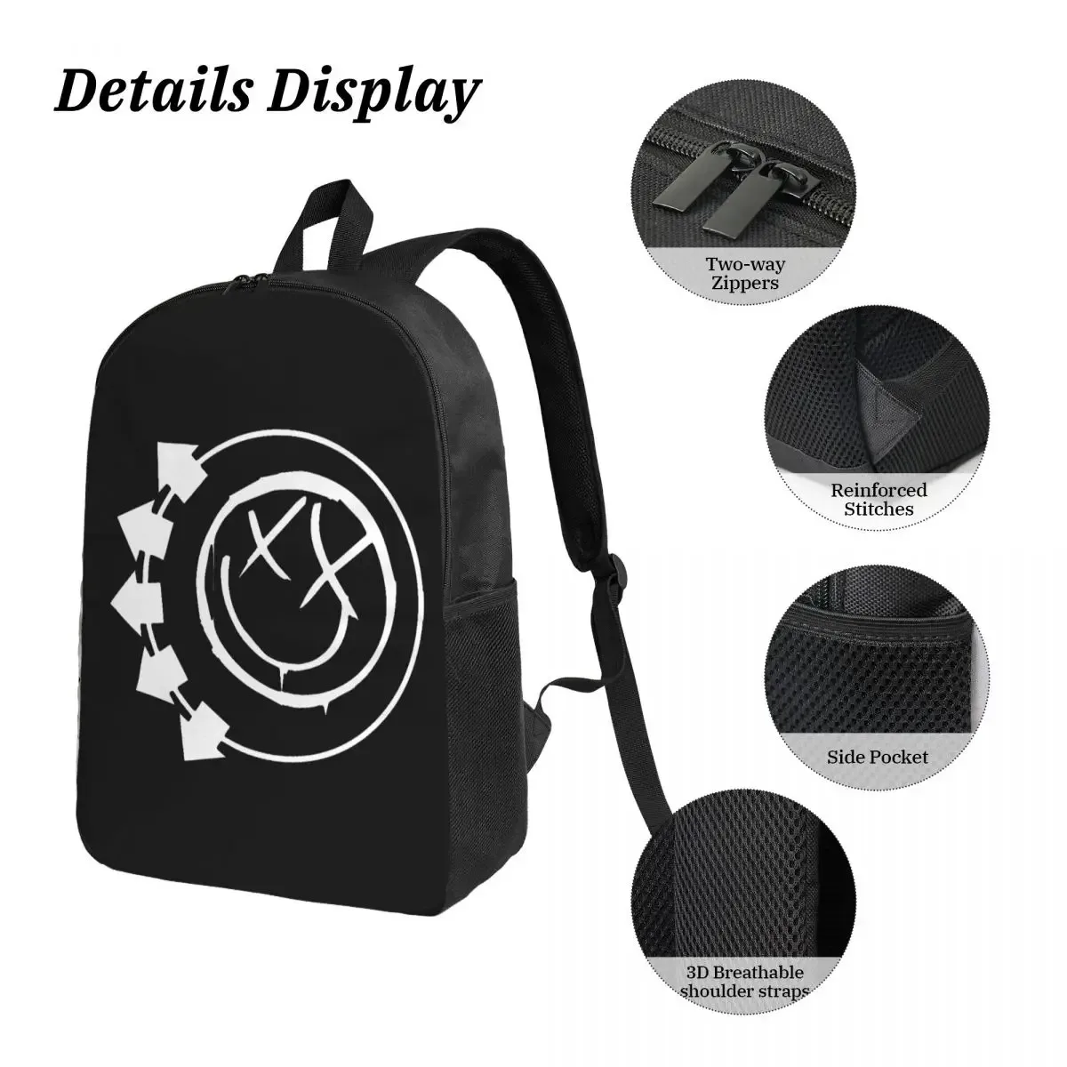 sac à dos blink eyes 182 times pour étudiants, garçons et filles, sac d'école, sac à bandoulière pour ordinateur, 3 sacs isothermes pour le déjeuner, trousse à crayons