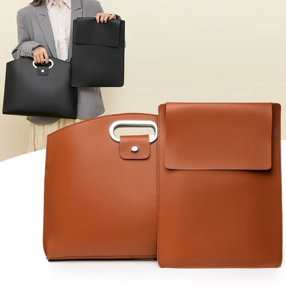 sac fourre-tout décontracté en pu pour documents de bureau, couleur unie, sac pour ordinateur portable, sac de fichiers, sac à main de grande capacité, porte-documents d'extérieur