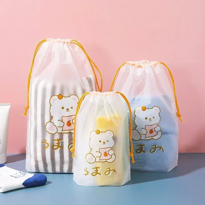 sac de rangement de voyage en plein air, mignon pvc étanche transparent conviviale ré, sac de proximité wstring, sac de toilette cosmétique portable, trousse de toilette, ensemble de 3 pièces