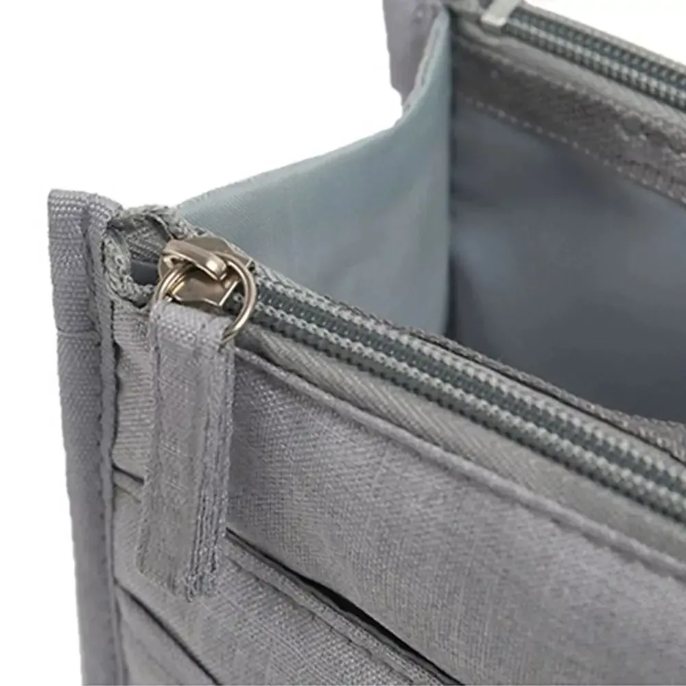 trousse de toilette de voyage en polyester durable, imperméable, avec double fermeture éclair, grande capacité, organiseur de sac, sac d'insertion