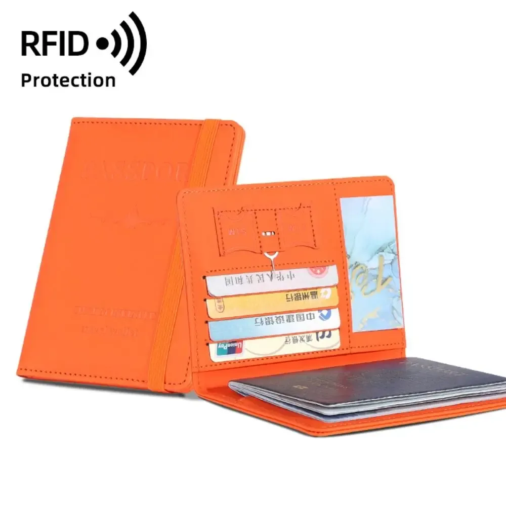 nouveau porte-passeport de couleur unie, blocage rfid, fente pour billet, clip, housse de protection, sac pour cartes de voyage en cuir