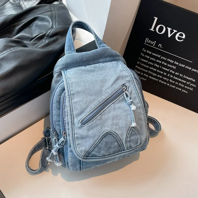 rétro grande capacité lavé denim simple sacs à dos femmes trajet fourre-tout sac 2025 femmes sac quotidien shopper sacs à main bolsa