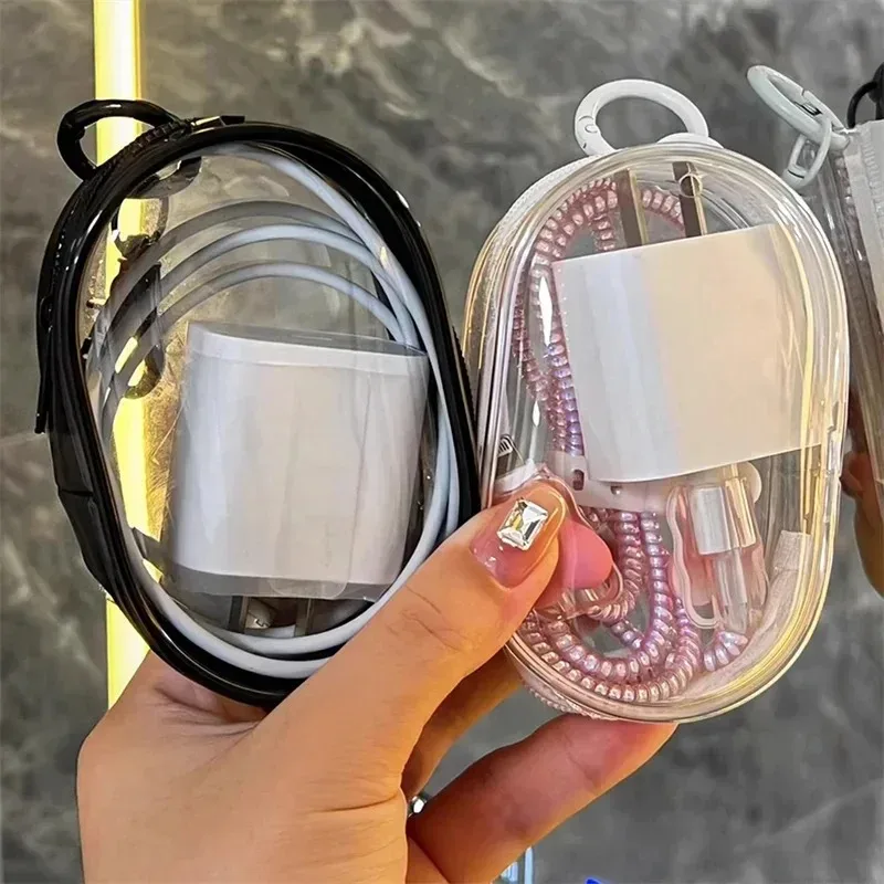 mallette de rangement pour chargeur, sac de rangement transparent pour câble de données, organisateur de voyage étanche, étui de protection pour chargeur